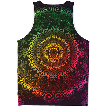 Colorful Gradient Mandala Print Men's Tank Top