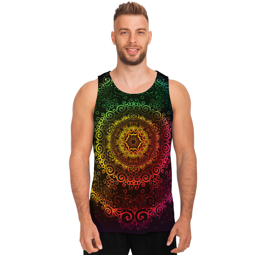 Colorful Gradient Mandala Print Men's Tank Top