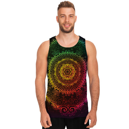 Colorful Gradient Mandala Print Men's Tank Top