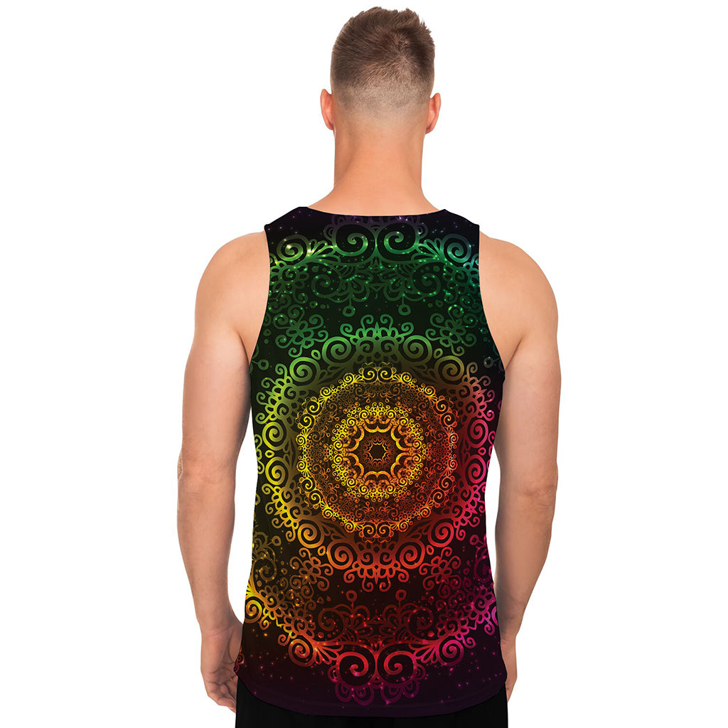 Colorful Gradient Mandala Print Men's Tank Top
