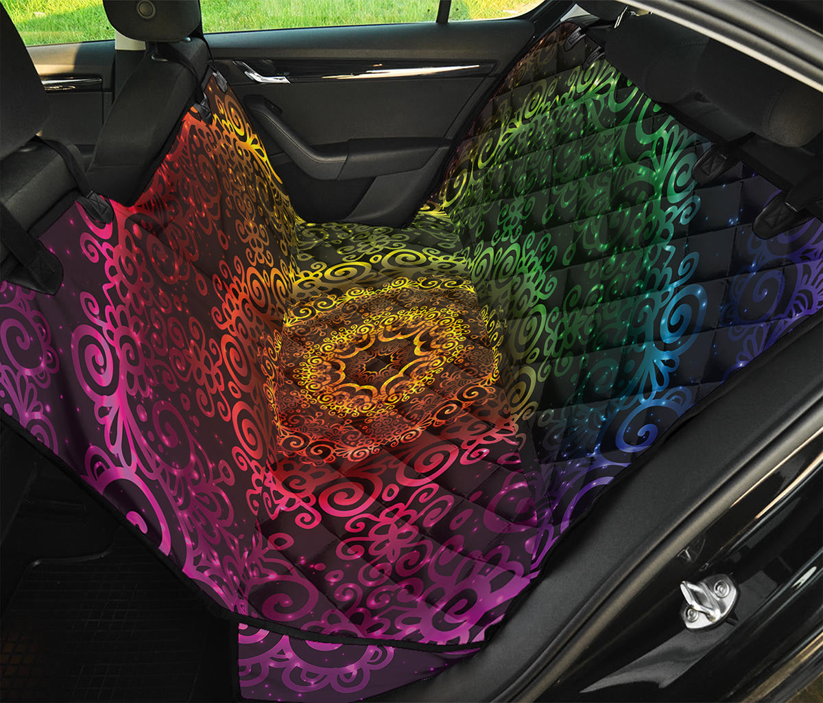 Colorful Gradient Mandala Print Pet Car Back Seat Cover