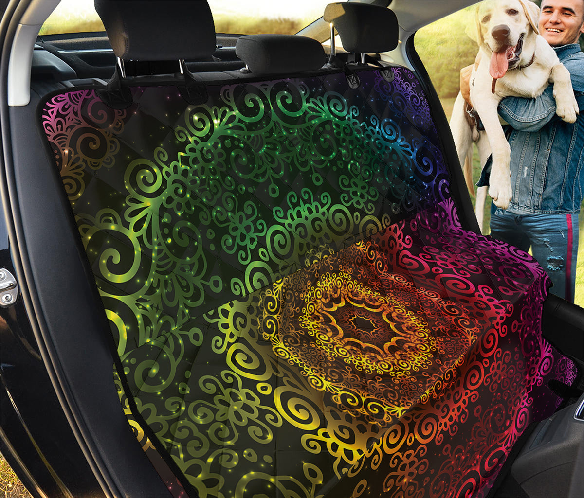 Colorful Gradient Mandala Print Pet Car Back Seat Cover