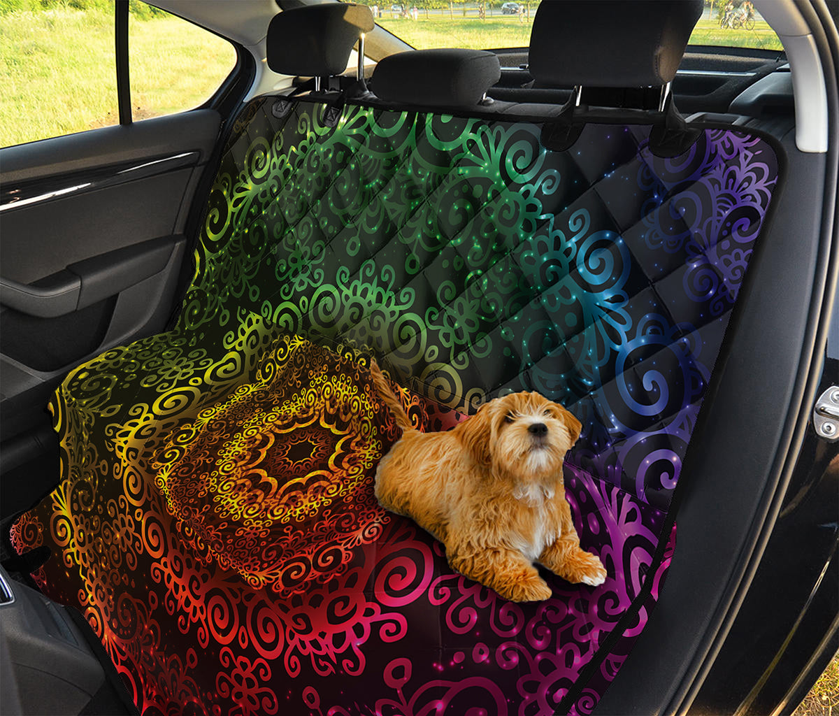Colorful Gradient Mandala Print Pet Car Back Seat Cover