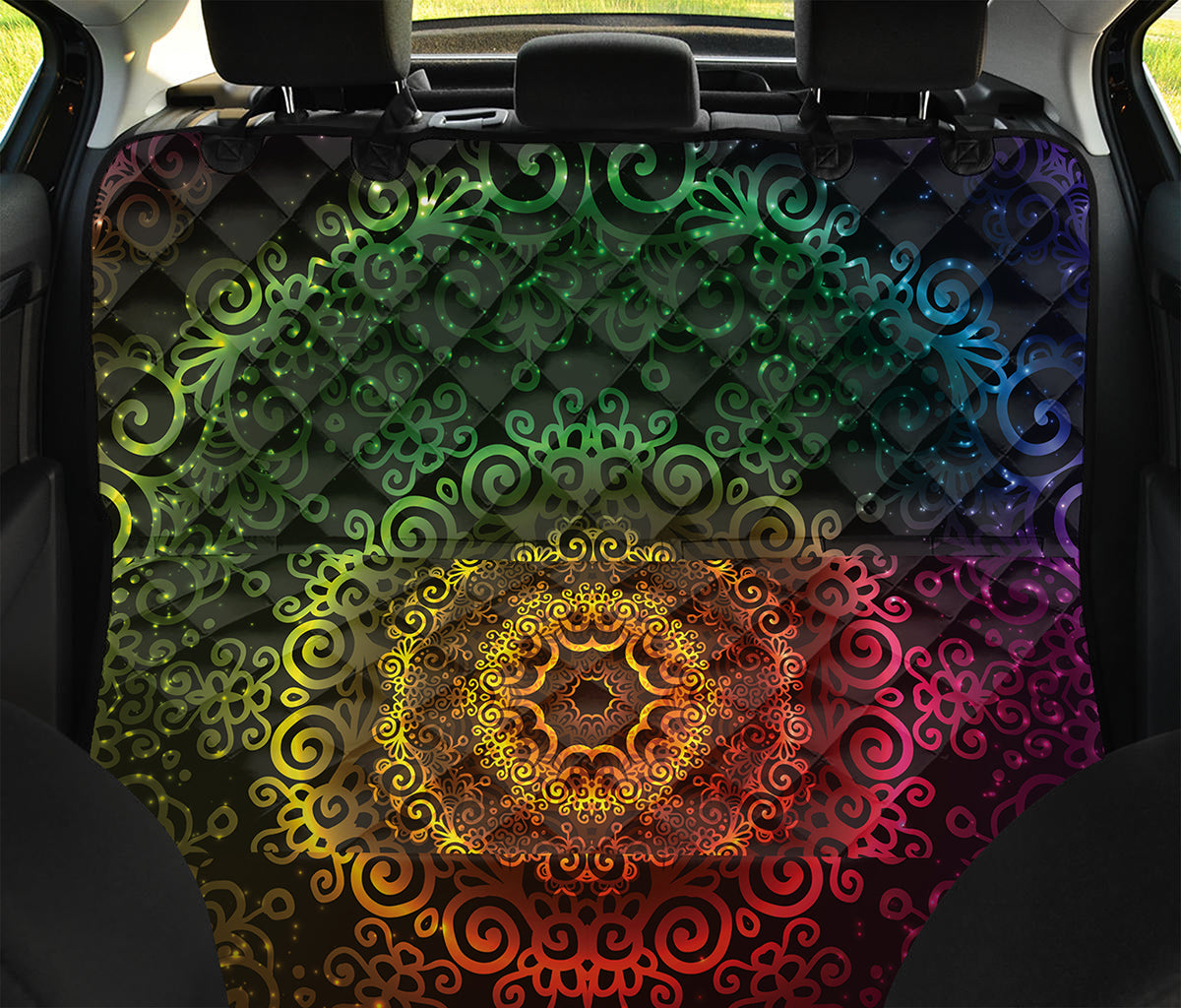 Colorful Gradient Mandala Print Pet Car Back Seat Cover