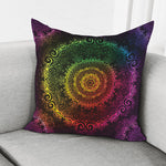 Colorful Gradient Mandala Print Pillow Cover