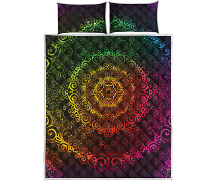 Colorful Gradient Mandala Print Quilt Bed Set
