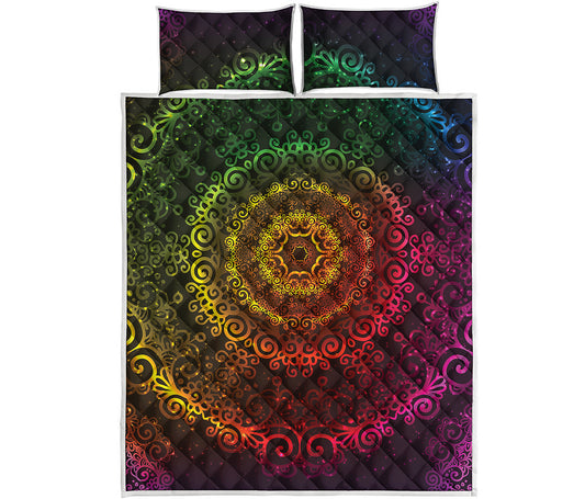 Colorful Gradient Mandala Print Quilt Bed Set