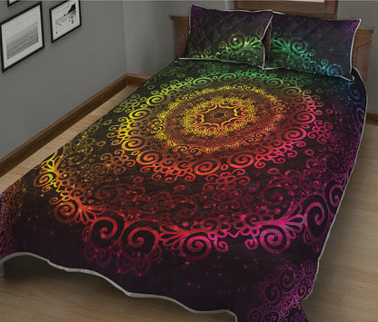 Colorful Gradient Mandala Print Quilt Bed Set