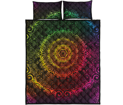 Colorful Gradient Mandala Print Quilt Bed Set