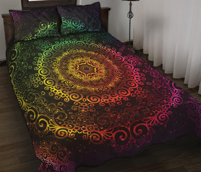 Colorful Gradient Mandala Print Quilt Bed Set