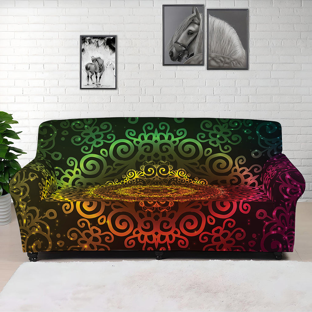 Colorful Gradient Mandala Print Sofa Cover