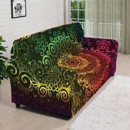 Colorful Gradient Mandala Print Sofa Cover
