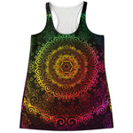 Colorful Gradient Mandala Print Women's Racerback Tank Top