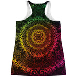 Colorful Gradient Mandala Print Women's Racerback Tank Top