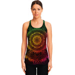 Colorful Gradient Mandala Print Women's Racerback Tank Top