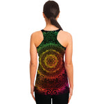 Colorful Gradient Mandala Print Women's Racerback Tank Top
