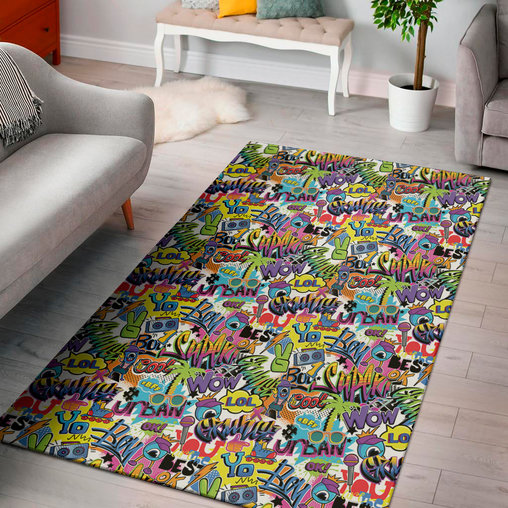Colorful Graffiti Pattern Print Area Rug