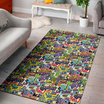 Colorful Graffiti Pattern Print Area Rug