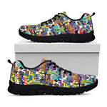 Colorful Graffiti Pattern Print Black Sneakers
