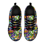 Colorful Graffiti Pattern Print Black Sneakers