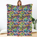 Colorful Graffiti Pattern Print Blanket