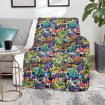 Colorful Graffiti Pattern Print Blanket