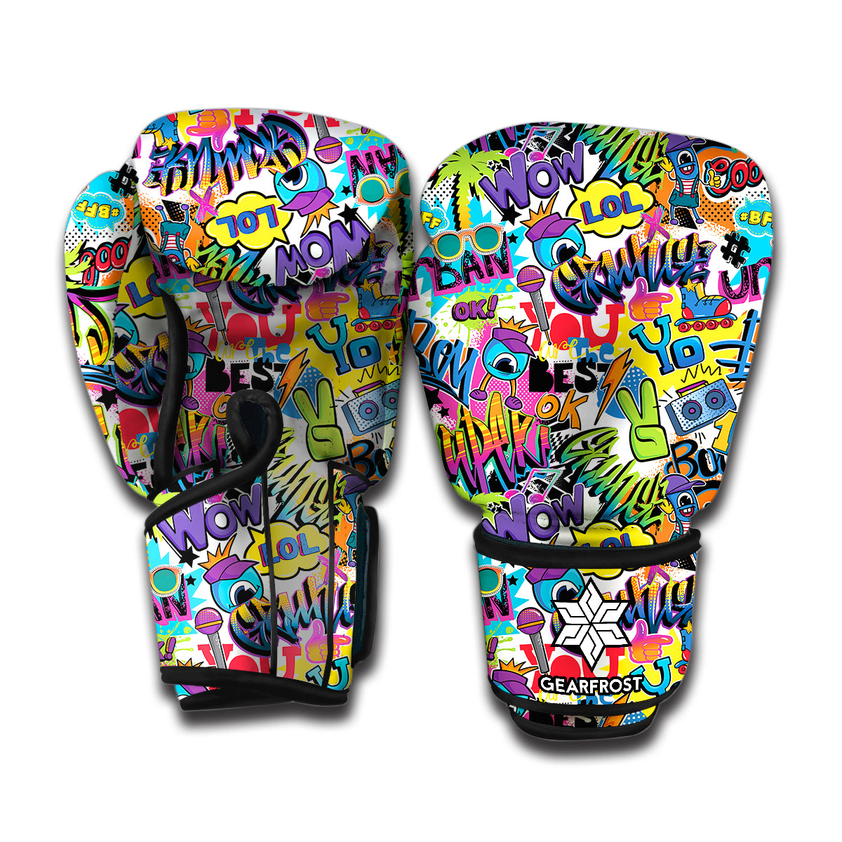 Colorful Graffiti Pattern Print Boxing Gloves