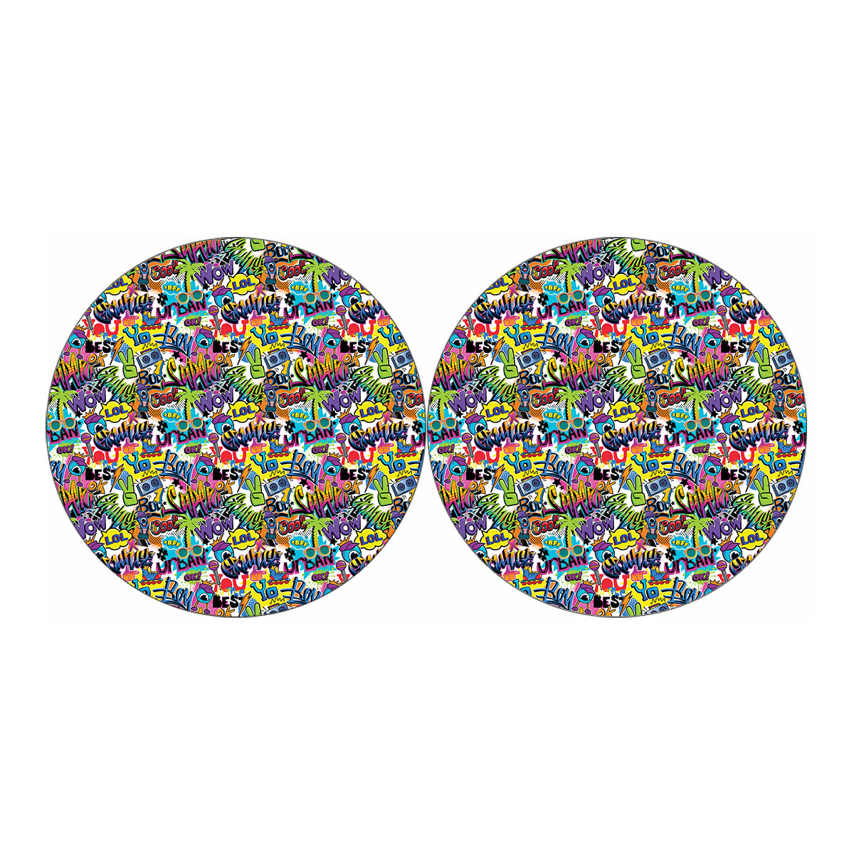 Colorful Graffiti Pattern Print Car Coasters