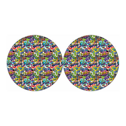 Colorful Graffiti Pattern Print Car Coasters