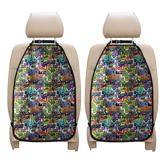 Colorful Graffiti Pattern Print Car Seat Organizers