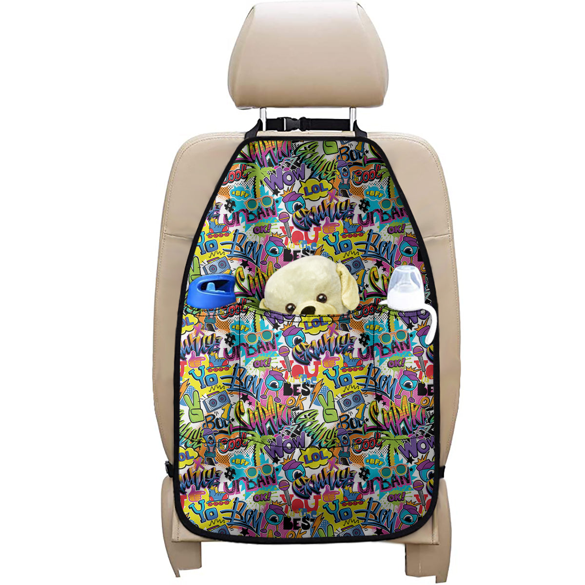 Colorful Graffiti Pattern Print Car Seat Organizers