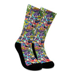 Colorful Graffiti Pattern Print Crew Socks