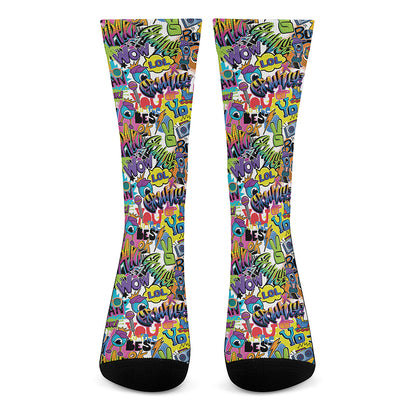 Colorful Graffiti Pattern Print Crew Socks