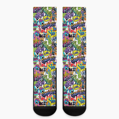Colorful Graffiti Pattern Print Crew Socks