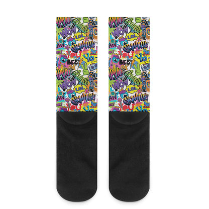 Colorful Graffiti Pattern Print Crew Socks
