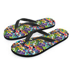 Colorful Graffiti Pattern Print Flip Flops