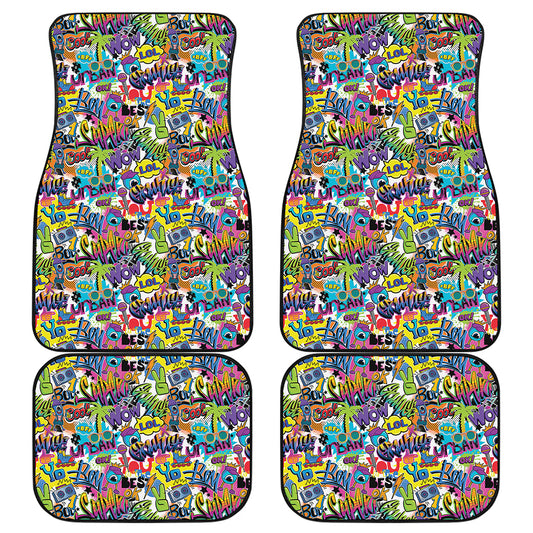 Colorful Graffiti Pattern Print Front and Back Car Floor Mats