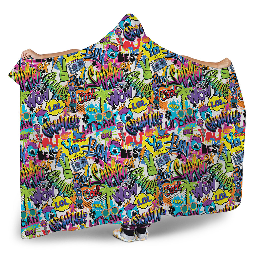 Colorful Graffiti Pattern Print Hooded Blanket