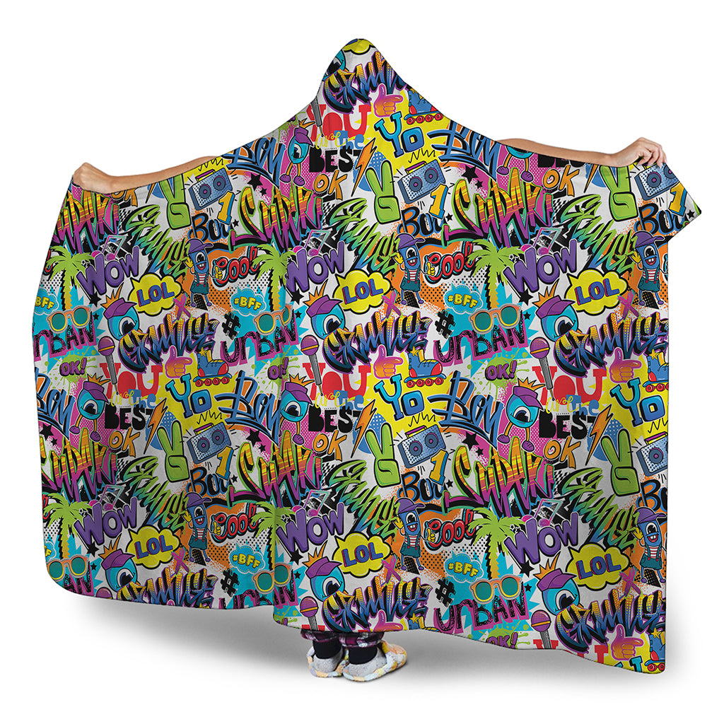 Colorful Graffiti Pattern Print Hooded Blanket