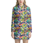 Colorful Graffiti Pattern Print Hoodie Dress
