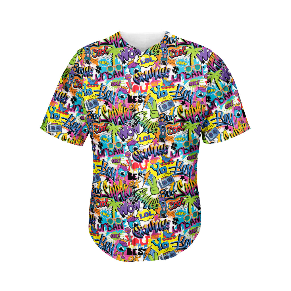 Colorful Graffiti Pattern Print Men's Baseball Jersey