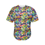 Colorful Graffiti Pattern Print Men's Baseball Jersey