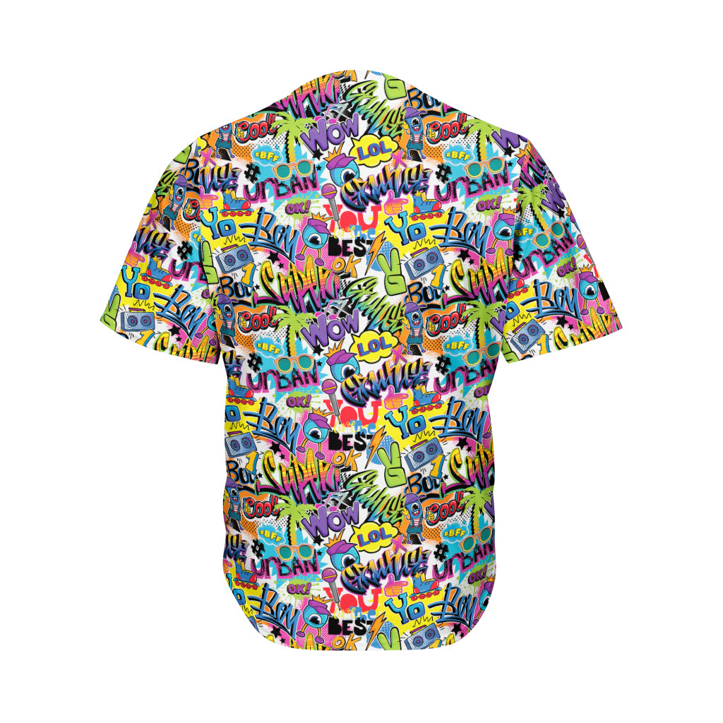 Colorful Graffiti Pattern Print Men's Baseball Jersey