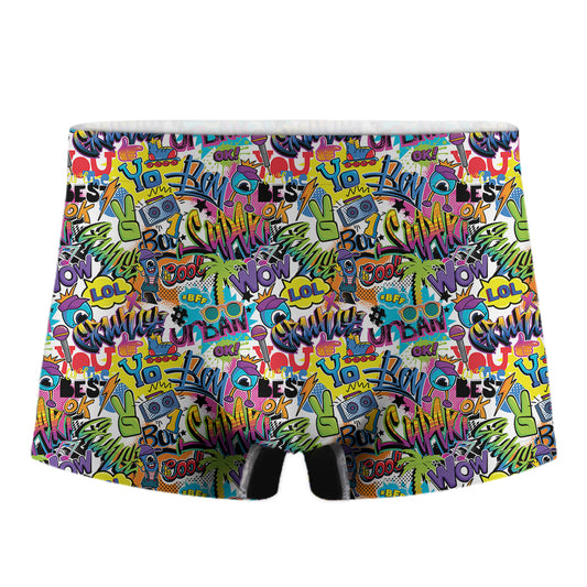 Colorful Graffiti Pattern Print Men's Boxer Briefs