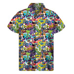 Colorful Graffiti Pattern Print Men's Short Sleeve Shirt
