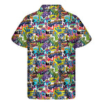 Colorful Graffiti Pattern Print Men's Short Sleeve Shirt