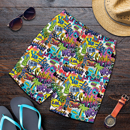Colorful Graffiti Pattern Print Men's Shorts