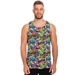 Colorful Graffiti Pattern Print Men's Tank Top