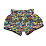 Colorful Graffiti Pattern Print Muay Thai Boxing Shorts