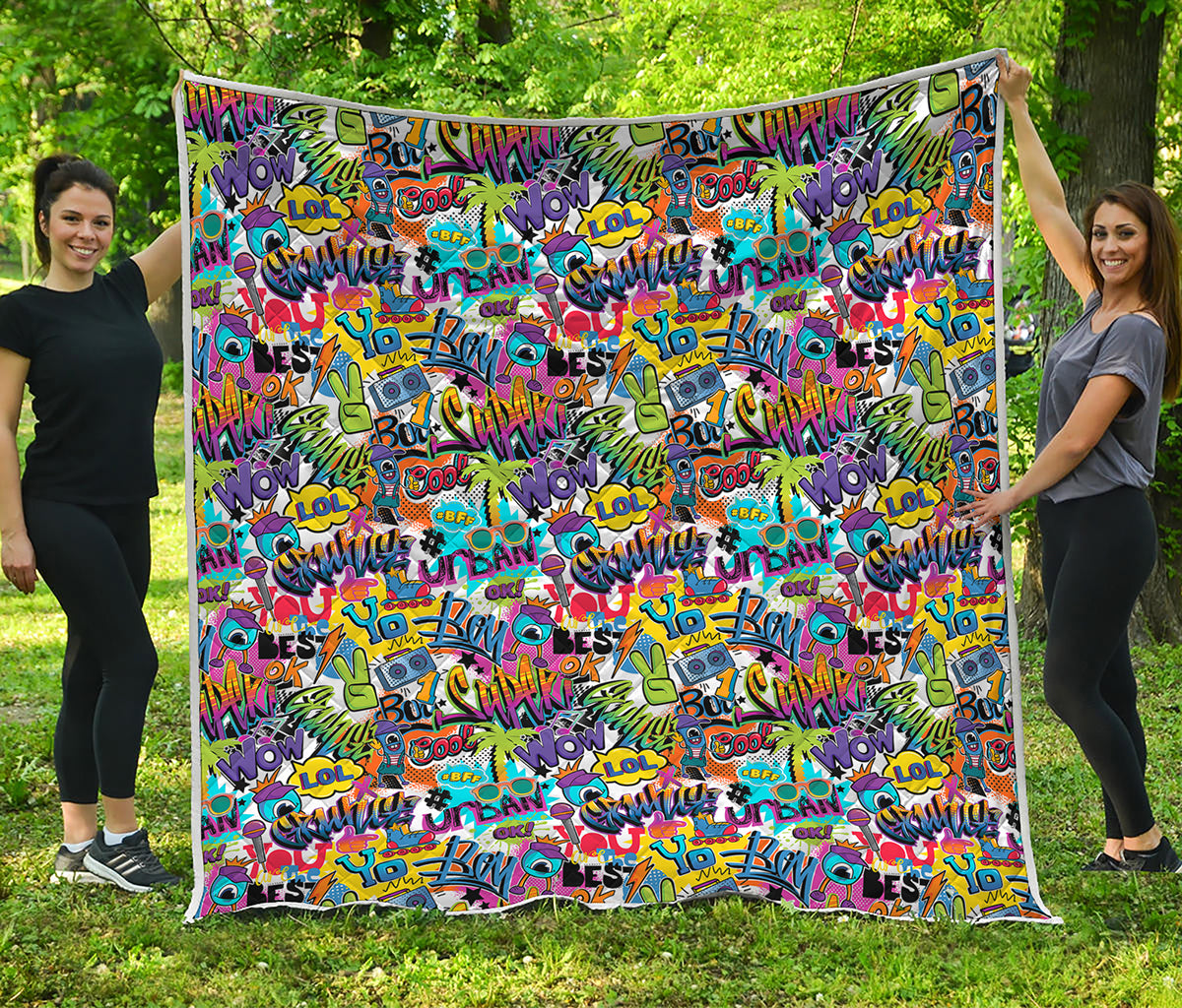 Colorful Graffiti Pattern Print Quilt